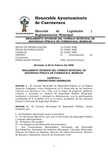 Reglamento Interior del Consejo Municipal de Seguridad Pública de