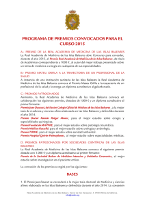 PROGRAMA DE PREMIOS CONVOCADOS PARA EL CURSO 2015