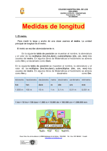 Medidas de longitud - COLEGIO NTRA. SRA. DE LOS DOLORES