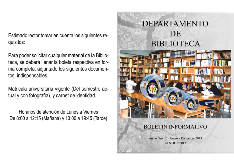 Departamento De Biblioteca - Inicio