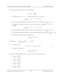 Tema: Lımites de funciones de varias variables Ejercicios resueltos