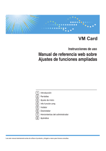 VM Card Manual de referencia web sobre Ajustes de funciones