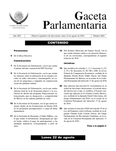22 - Gaceta Parlamentaria, Cámara de Diputados