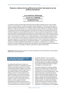 Razones y tópicos de las políticas de juventud. Qué quieren ser las