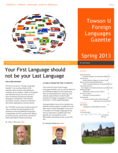 Towson U Foreign Languages Gazette Spring 2013