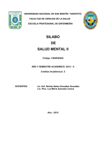 silabo de salud mental ii - Universidad Nacional de San Martín