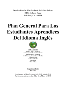 Plan General Para Los Estudiantes Aprendices Del Idioma Inglés