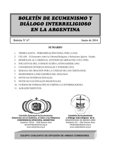 Boletín Nº 67 - Junio 2014 - Ecumenismo, Relaciones con el