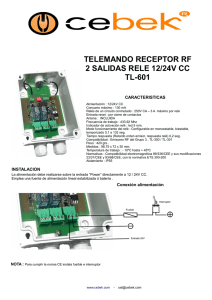telemando receptor rf 2 salidas rele 12/24v cc tl-601