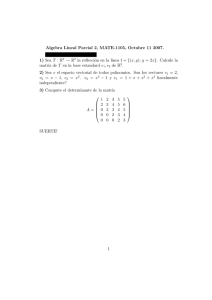 Algebra Lineal Parcial 2, MATE-1105, Octubre 11 2007. 1) Sea T