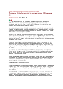 Traiciona Estado mexicano a mujeres de Chihuahua: AI (25/may