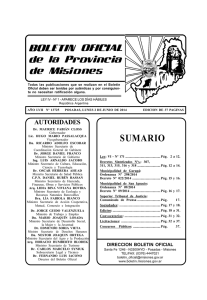 sumario - Boletín Oficial del Gobierno de la Provincia de Misiones