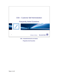 CSA – Customer Self Administration Frequently Asked Questions