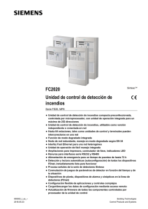 FC2020 Unidad de control de detección de incendios – Hoja de