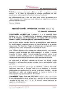 REQUISITOS PARA EMPRESAS DE SEGUROS. (Artículo 18