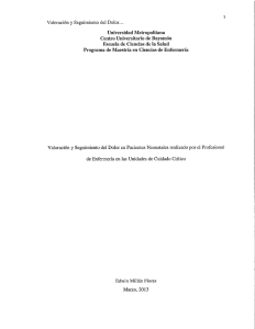 Valoración y Seguimiento del Dolor en Pacientes Neonatales