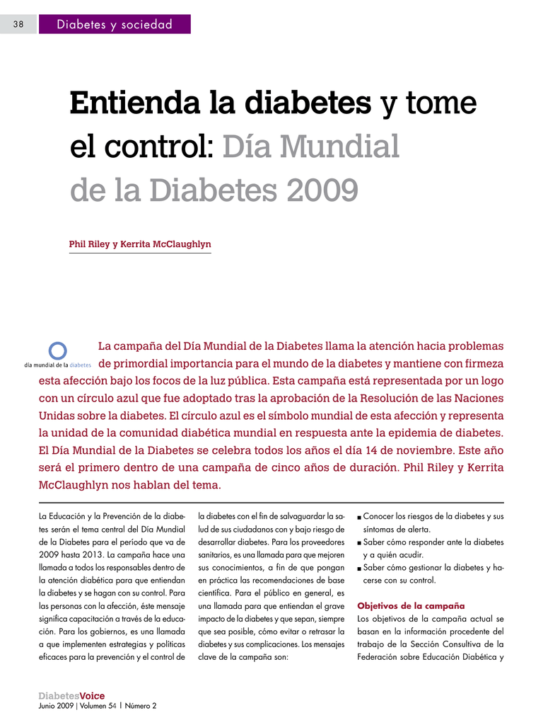 Entienda La Diabetes Y Tome El Control Día Mundial De La - 