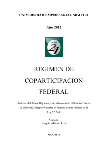 REGIMEN DE COPARTICIPACION FEDERAL