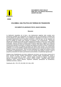 cede colombia: una política de tierras en transición