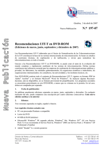 Nueva Publicación No. 197-06 Recomendaciones UIT-T en CD-ROM