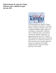 Departamento de Agua de Tampa Informe sobre calidad del agua