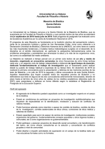 Maestria de Bioetica. Convocatoria Quinta Edicion