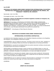 Ley 24.669 PROTOCOLO DE BUENOS AIRES SOBRE