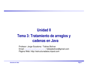 Unidad II Tema 3: Tratamiento de arreglos y cadenas en Java