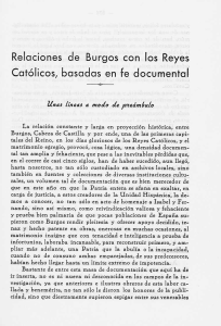 Relaciones de Burgos con los Reyes Católicos, basadas en fe