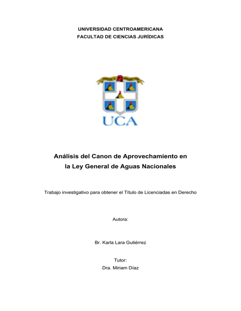 Análisis Del Canon De Aprovechamiento En La Ley General De