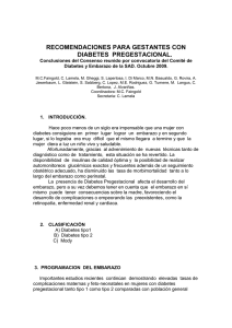 recomendaciones para gestantes con diabetes pregestacional.
