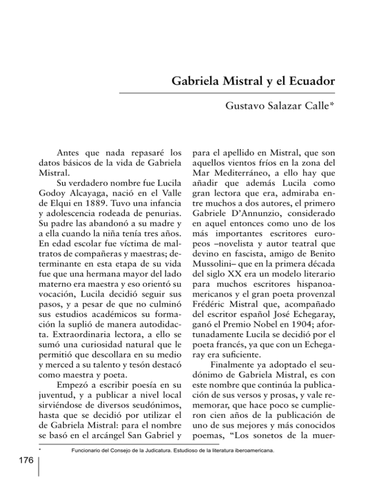 Gabriela Mistral Y El Ecuador