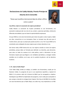 Declaraciones de Caddy Adzuba, Premio Príncipe de Asturias de la