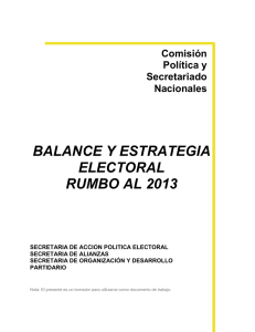 balance y estrategia electoral rumbo al 2013