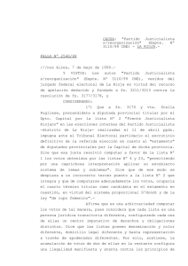 CAUSA: "Partido Justicialista s/reorganización" (Expte. Nº 3110/99