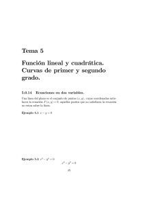 Tema 5 Función lineal y cuadrática. Curvas de primer y segundo
