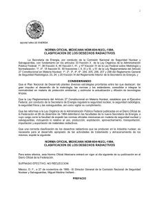 Norma Oficial Mexicana NOM-004-NUCL-1994, Clasificación