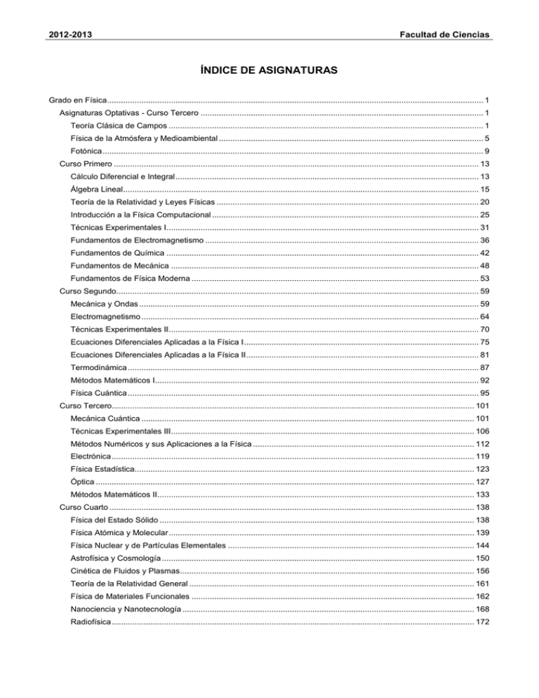 índice De Asignaturas Universidad De Oviedo