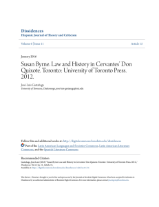 Susan Byrne. Law and History in Cervantesâ•Ž Don Quixote