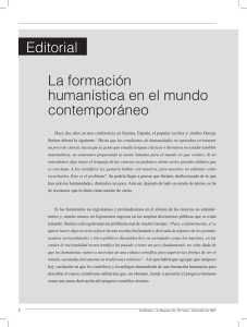 Editorial La formación humanística en el mundo contemporáneo