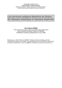 Les services religieux féminins en Grèce de l`époque classique à l