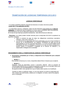 TRAMITACIÓN DE LICENCIAS TEMPORADA 2012-2013