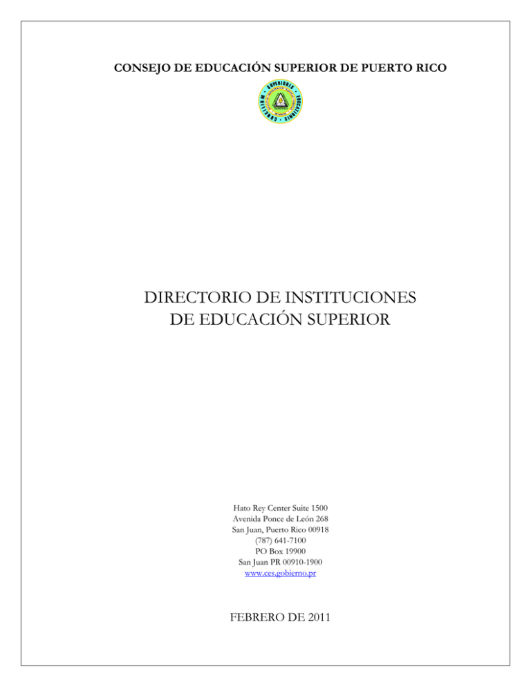 DIRECTORIO DE INSTITUCIONES DE EDUCACIÓN SUPERIOR