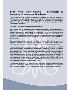 Prof. Psic. Luis Correa – Sub-Director de