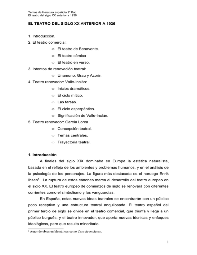 el teatro del siglo xx anterior a 1936