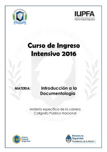 Curso de Ingreso Intensivo 2016 - IUPFA . Instituto Universitario de