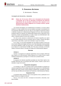 Orden de 15 de enero 2014, de la Consejería de Economía y