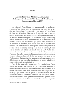 Reseña Antonio Sebastiano Minturno, Arte Poética, edición y