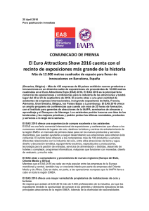 25 Avril 2016: l`Euro Attractions Show 2016 aura la plus