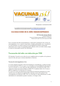 Vacunación del niño con infección por VIH